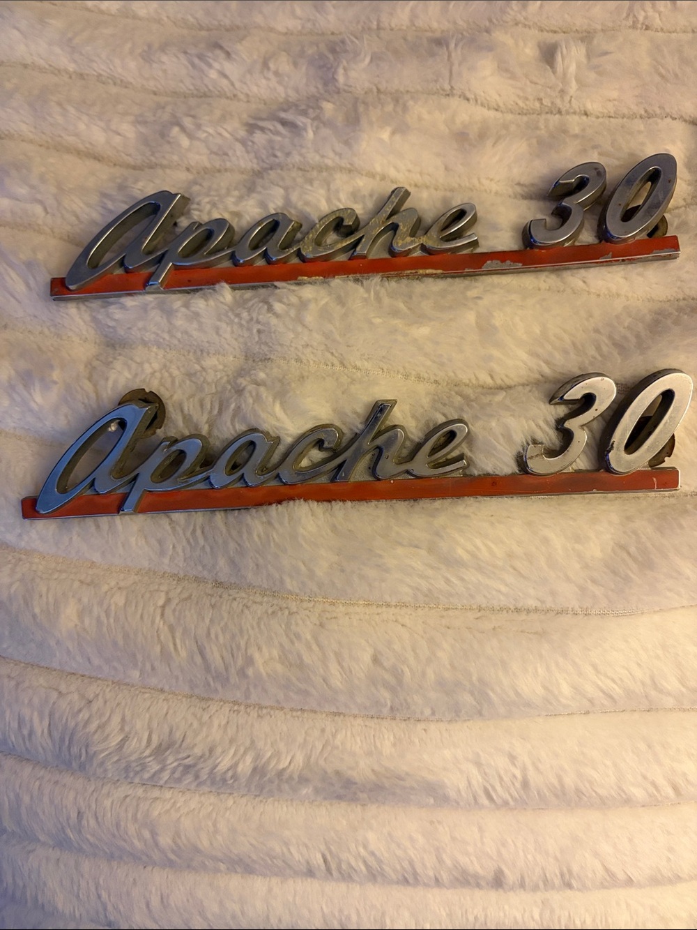 Apache 30 Chrome Script Wall Emblem with Orange Accent